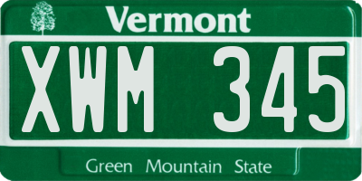 VT license plate XWM345