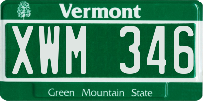 VT license plate XWM346