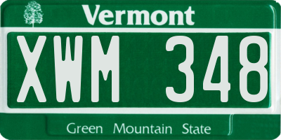 VT license plate XWM348