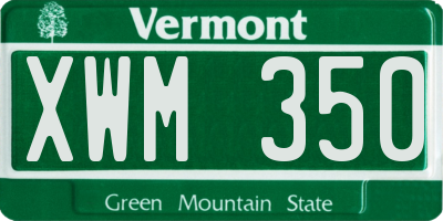 VT license plate XWM350