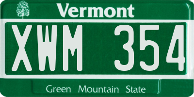 VT license plate XWM354