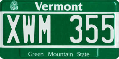 VT license plate XWM355