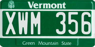 VT license plate XWM356