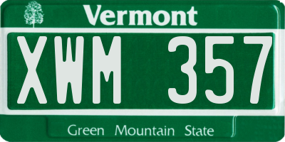 VT license plate XWM357