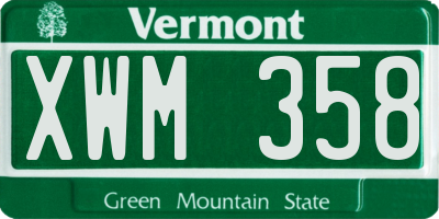 VT license plate XWM358
