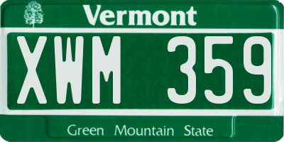 VT license plate XWM359