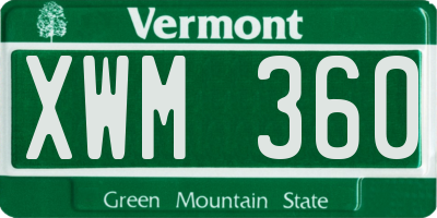 VT license plate XWM360