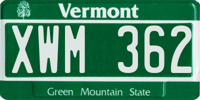 VT license plate XWM362