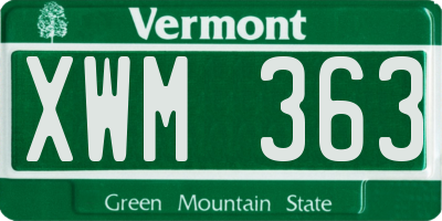 VT license plate XWM363
