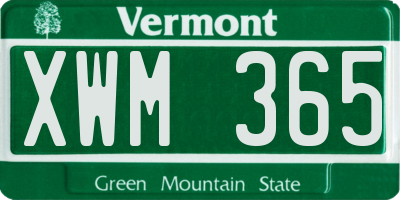 VT license plate XWM365