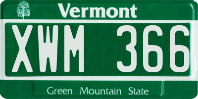 VT license plate XWM366