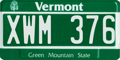 VT license plate XWM376