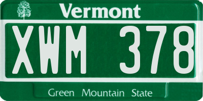 VT license plate XWM378