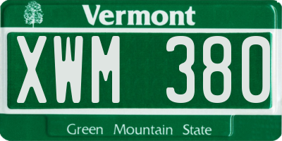 VT license plate XWM380