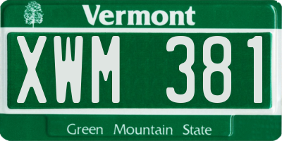 VT license plate XWM381