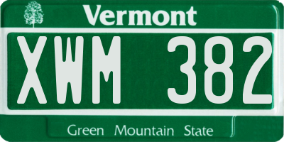 VT license plate XWM382