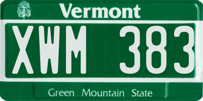 VT license plate XWM383