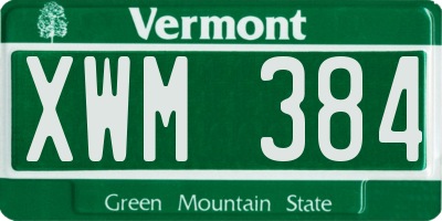 VT license plate XWM384