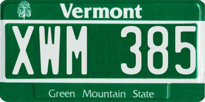 VT license plate XWM385