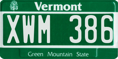 VT license plate XWM386