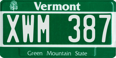 VT license plate XWM387