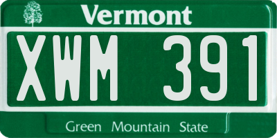 VT license plate XWM391