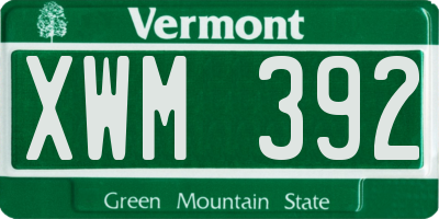 VT license plate XWM392