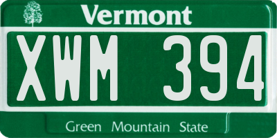 VT license plate XWM394