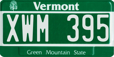 VT license plate XWM395