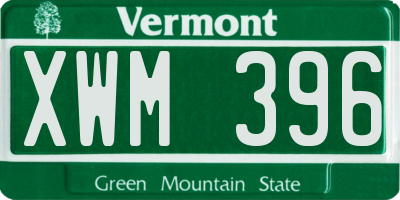 VT license plate XWM396