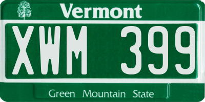 VT license plate XWM399