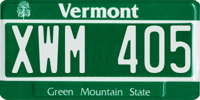 VT license plate XWM405
