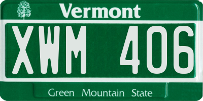 VT license plate XWM406
