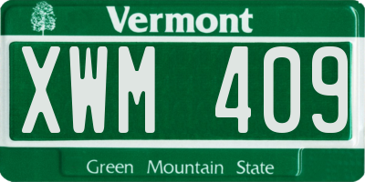 VT license plate XWM409