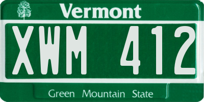 VT license plate XWM412