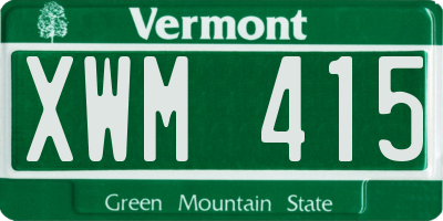 VT license plate XWM415