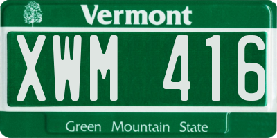 VT license plate XWM416