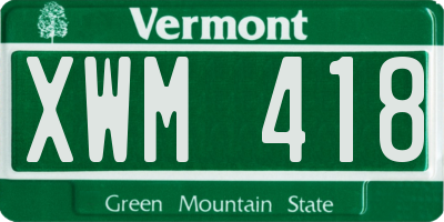 VT license plate XWM418