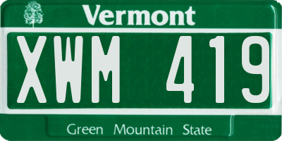 VT license plate XWM419