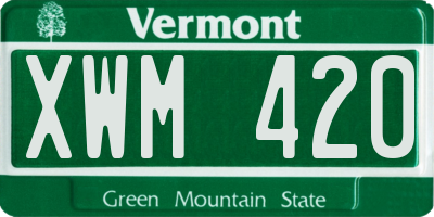 VT license plate XWM420