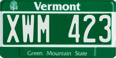 VT license plate XWM423