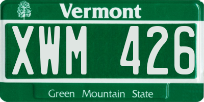 VT license plate XWM426