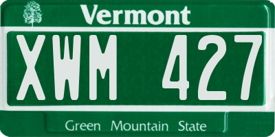 VT license plate XWM427