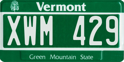 VT license plate XWM429