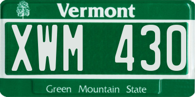 VT license plate XWM430
