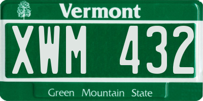 VT license plate XWM432
