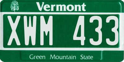 VT license plate XWM433