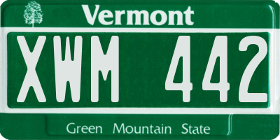 VT license plate XWM442