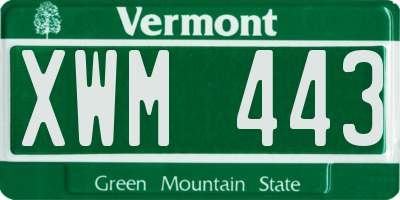 VT license plate XWM443