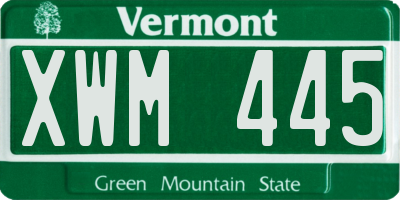 VT license plate XWM445